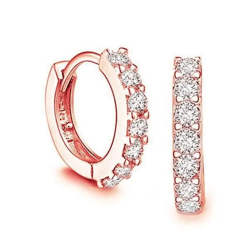 925 Sterling Silver Crystal Circle Earring For Women Making Jewelry Gift Wedding Party Engagement E024