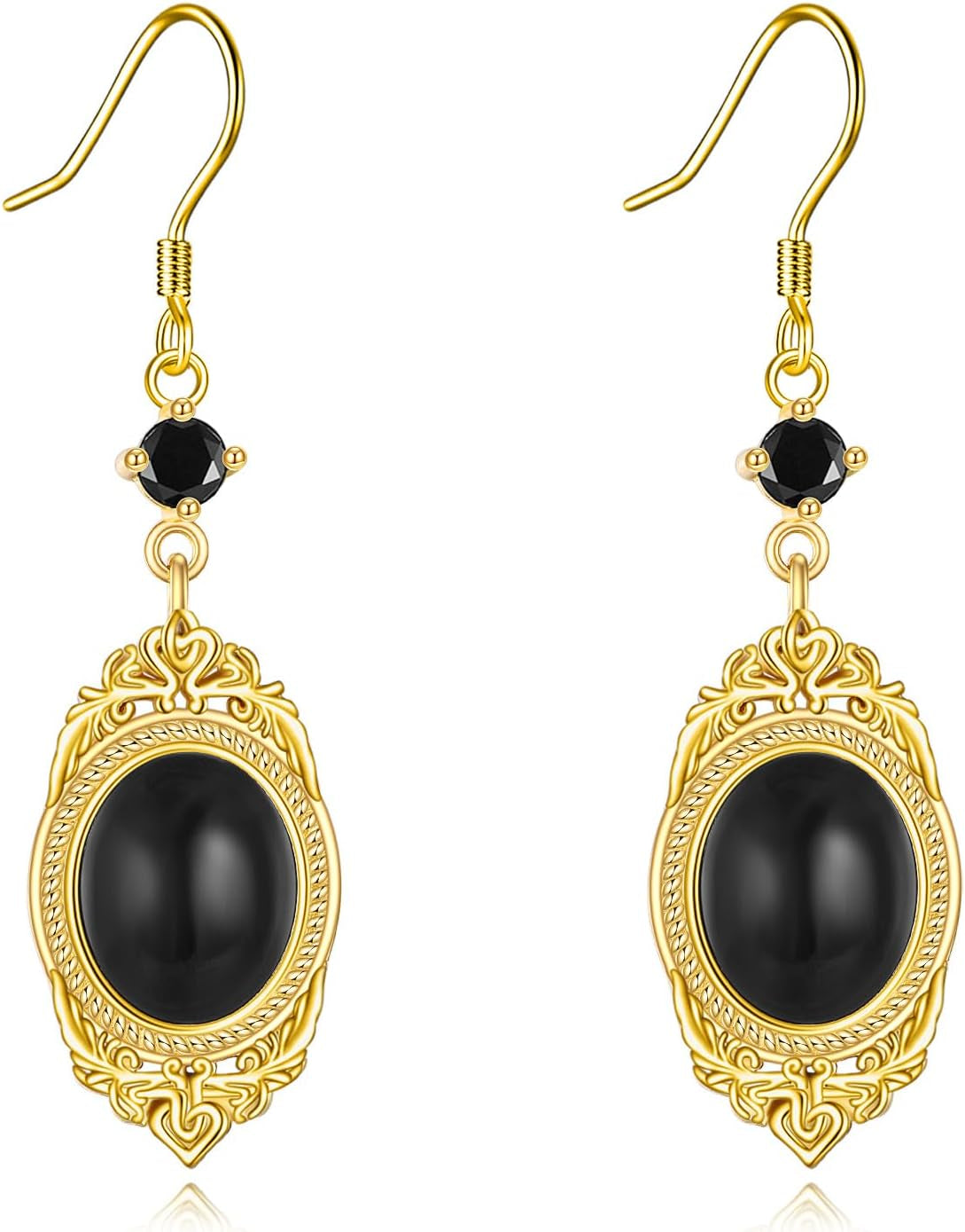 Black Onyx Earrings Sterling Silver Onyx Dangle Earrings Victorian Earrings Vintage Retro Style Earrings Onyx Jewelry Gifts for Women Girls