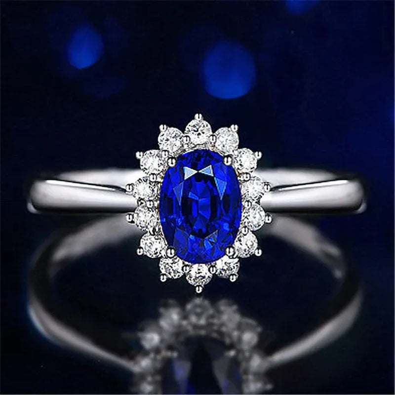 New Ruby Diana Sunflower Lady  Ring Classic Living Mouth Design Women's Ring