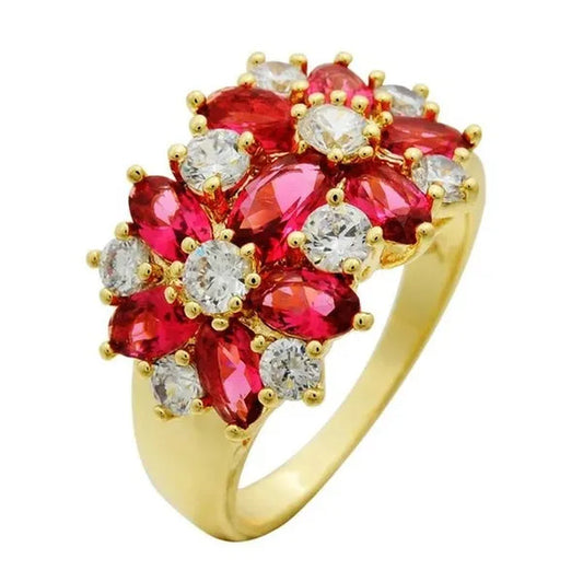 5-Color Natural 6.69CT White/Alexandrite/Sapphire/Ruby/Emerald Diamond 14K Yellow Gold Ring Size 6-10