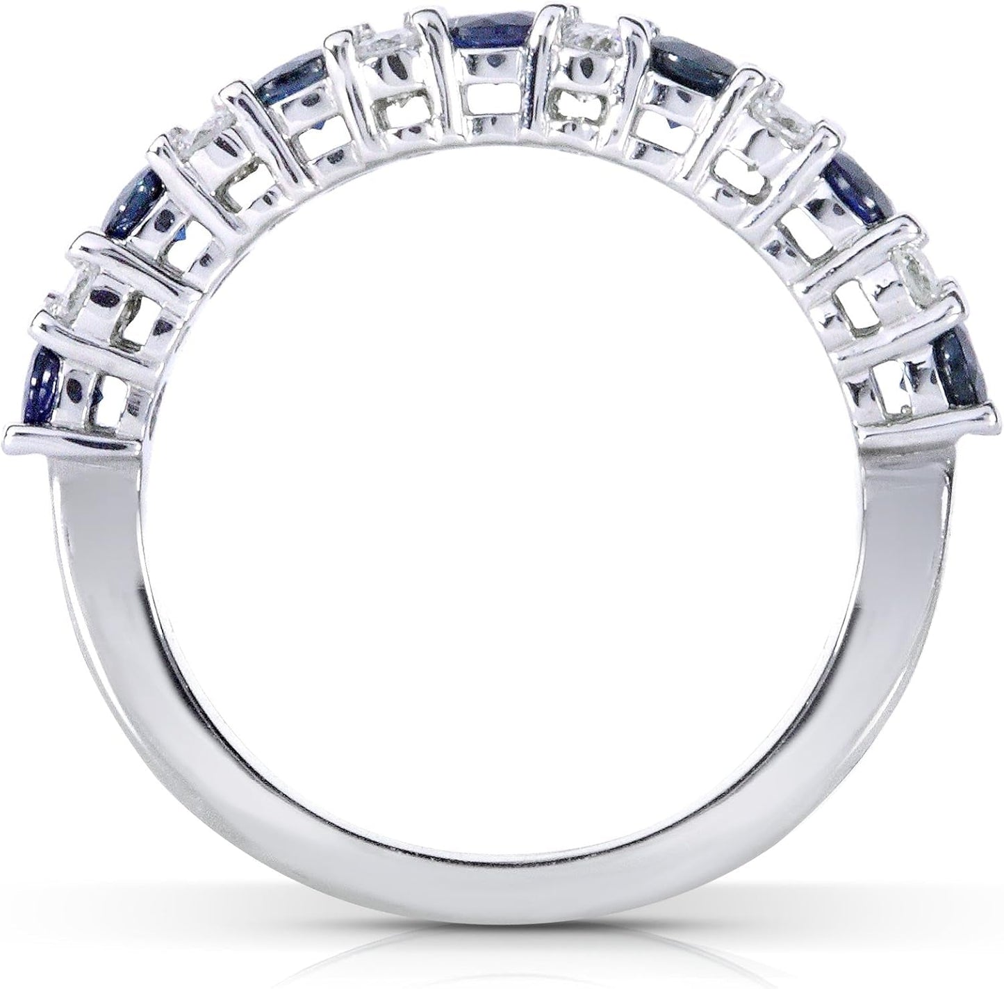 Diamond and Blue Sapphire Band 1 Carat (Ctw) in 14K White Gold