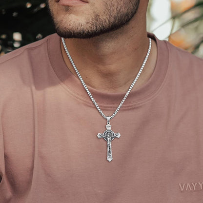St Michael Necklace for Men, Archangel Saint Michael Pendant Medal in Stainless Steel