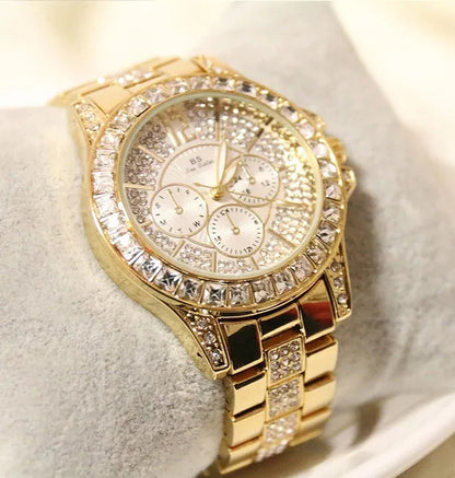New Arrival Famous Brand Bling Watch Women Luxury Austrian Crystals Watch Rose Gold Shinning Diomand Rhinestone Fashion Bracelet