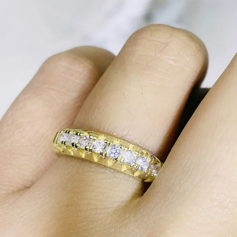 Luxury Silver /18K Gold Ring 925 Sterling Silver Womens Ring White Sapphire Wedding Band Engagement Diamond Ring Fine Jewelry Christmas Gift Size:6 7 8 9 10
