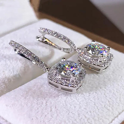Luxury Elegant Lady Exquisite Cubic Zirconia Crystal Dangle Drop Earrings for Women Engagement Bridal Wedding Earrings Party Jewelry