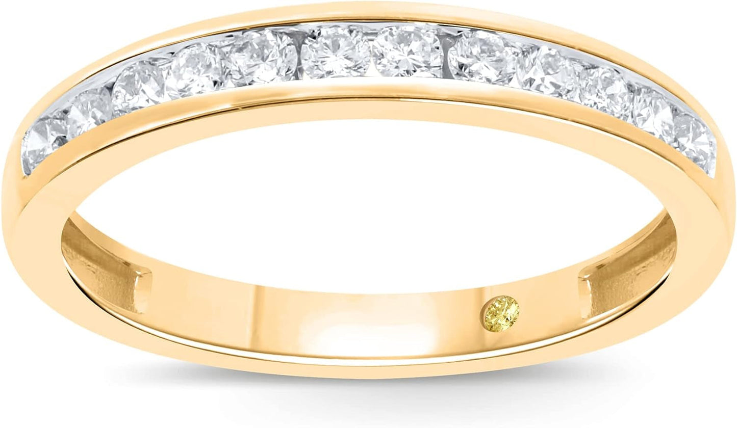Lab Grown Diamond Wedding Rings for Women | 10K Yellow, White and Rose Gold Certified 1/6-1/2 Carat Channel Set Diamond Anniversary Bands and Wedding Bands for Her
