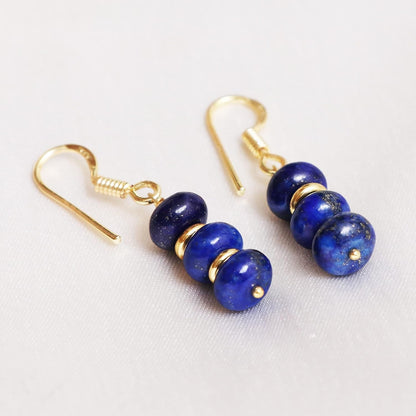 Gempires Lapis Lazuli Earrings in Gold Plated Dangle Style - Healing Gemstone Jewelry for Women (Lapis Lazuli)