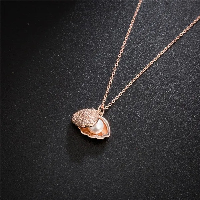 925 Sterling Silver Natural Pearl Pendant Necklace Sterling Pearl Conch Shell Pendant Necklace Lady Necklace Women Jewelry