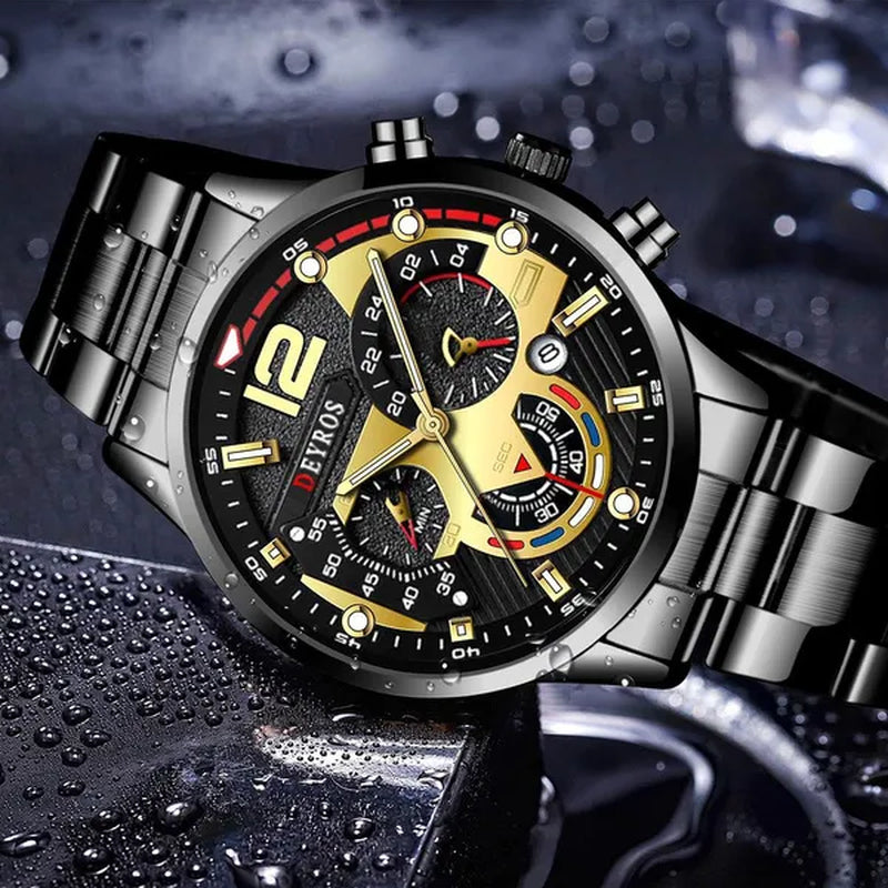 Fashion Men’s Stainless Steel Watches Luxury Quartz Wristwatch Calendar Luminous Clock Men Business Casual Watch