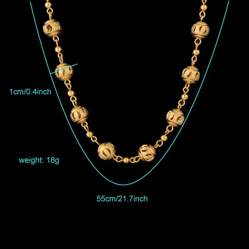 Unique Gold Ball Link Chain 18K Real Gold Plated Fashion Jewelry For Women Gift New Trendy Chokers Necklaces