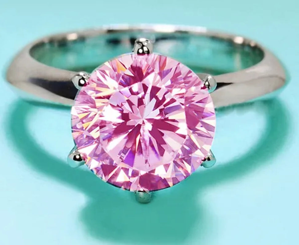 3.5Ct Size 6-10 Amazing Princess Silver Cut White Sapphire &Pink Sapphire &Topaz Engagement Ring