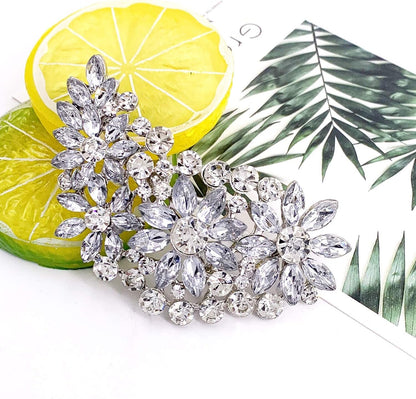 Vintage Austrian Crystal Flower Leaf Bouquet Clusters Large Big Brooch Pin for Women Gold Tone