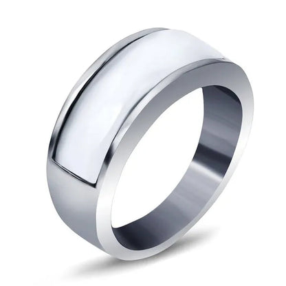 Vintage Men's Agate Ring Stainless Steel Sky Blue Black White Gemstone Irregular Ring Jewelry Gift for Men Women Boyfriend Girlfriend