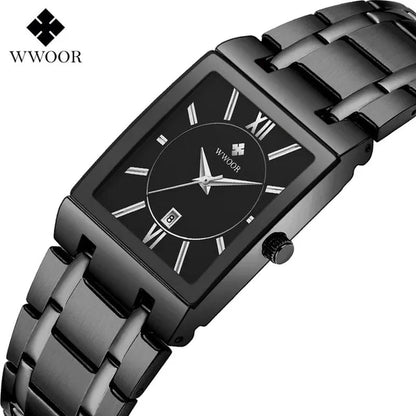 Relogio Masculino WWOOR Top Brand Luxury Stainless Steel Black Gold Men'S Square Watch Men'S Waterproof Quartz Wrist Watch Men