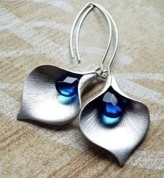 Exquisite 925 Sterling Silver Natural Gemstone Blue Sapphire Earrings Women Party Anniversary Fine Jewelry
