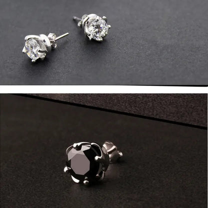 Women'S and Men'S Fashion Jewelry Unisex Exquisite Cubic Zirconia round Earring ,Womens and Mens 925 Sterling Silver Stud Earrings.2 Colors Black/White Milkle Gift (A Pair)