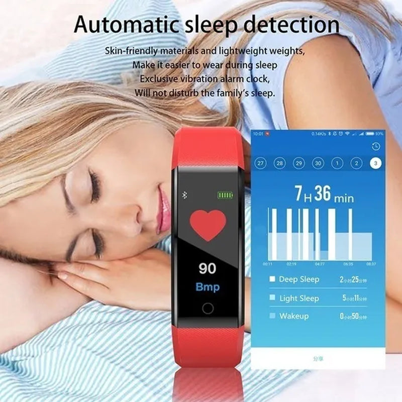 Color Screen Smart Bracelet Watch 115 Plus Blood Pressure Monitoring Heart Rate Monitoring Smart Wristband
