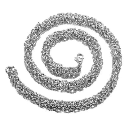 6/8/11mm Men Chain Silver Byzantine Stainless Steel Curb Chain Cuban Necklace 16"-40" Bracelet 7"-11"