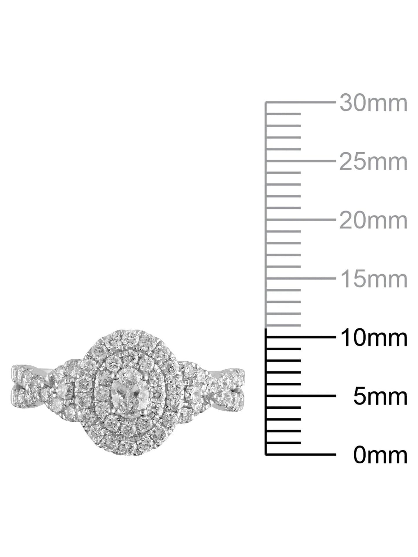 1 Carat T.W. (I2 Clarity, H-I Color)  Oval Cut Diamond Engagement Ring in 10Kt White Gold, Size 7