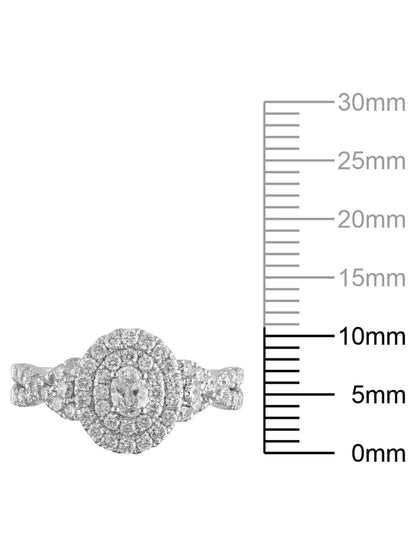 1 Carat T.W. (I2 Clarity, H-I Color)  Oval Cut Diamond Engagement Ring in 10Kt White Gold, Size 7