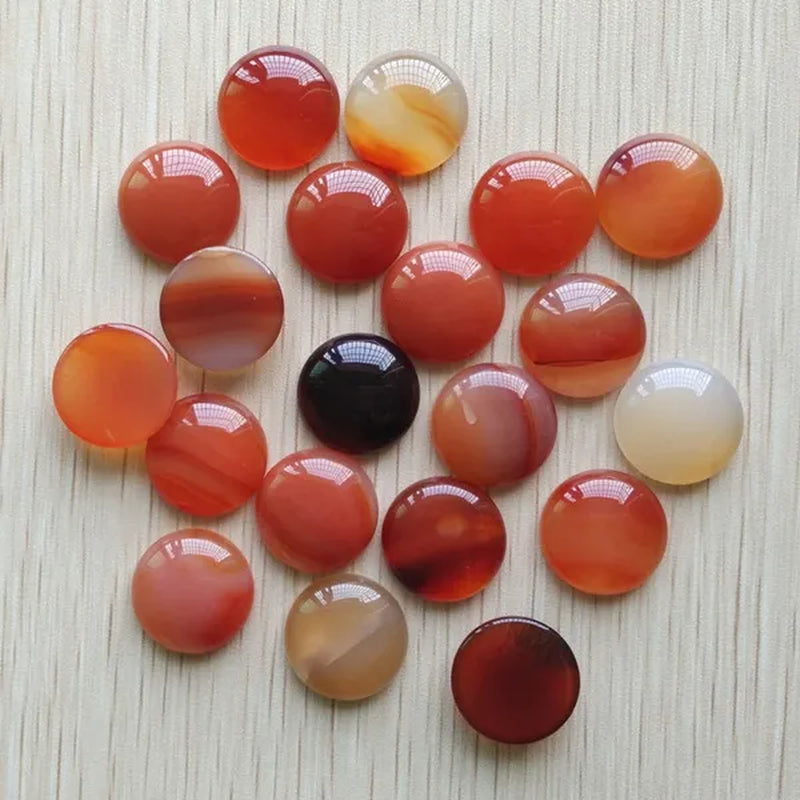 10pcs/lot 20mm Natural Gem Stone Pink Quartz Opal Malachite Tiger Eye Natural Stone Lapis Lazuli Mixed Round Cabochon 20mm DIY Jewelry Findings Accessories
