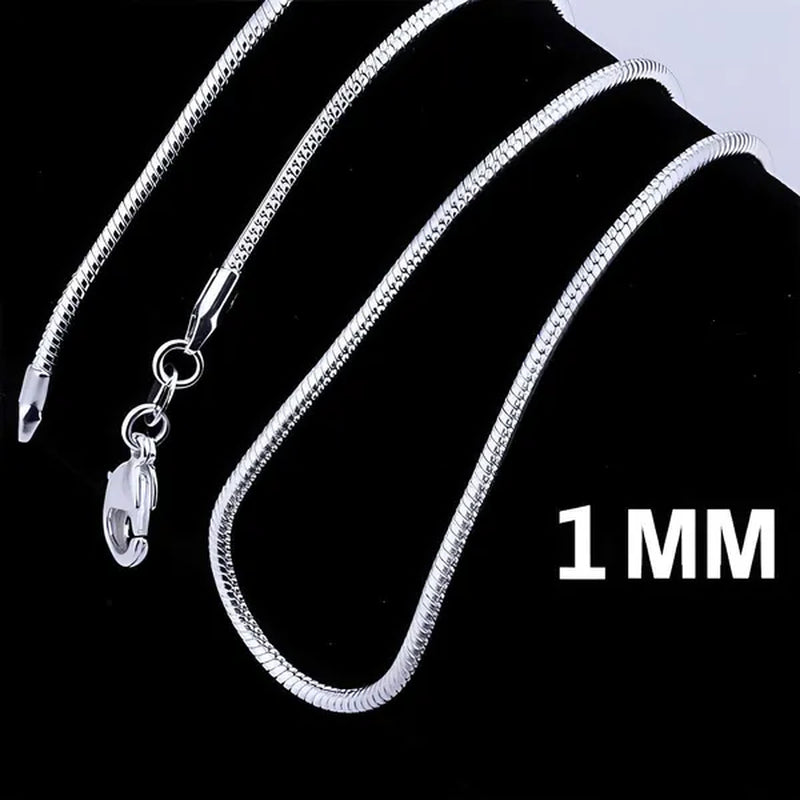 Fashion 925 Silver 1mm Chain Necklace 16 - 30 Inches