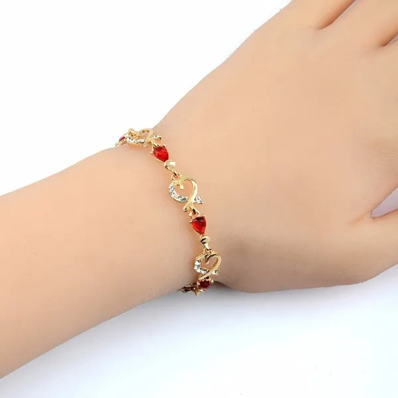 Trendy Women/Lady'S Fashion Crystal Diamond 18K Gold Plated Heart 5 Colors CZ Stones Bracelets & Bangles Jewelry Gifts