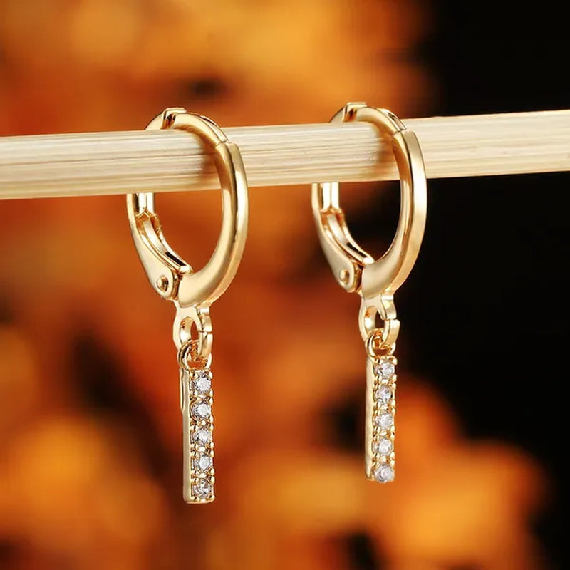 1 Pair 14K Gold Filled Cute Initial A-Z Letter Earrings CZ Zircon Diamond Gold Small Hoop Earings for Women Alphabet Fashion Jewellery
