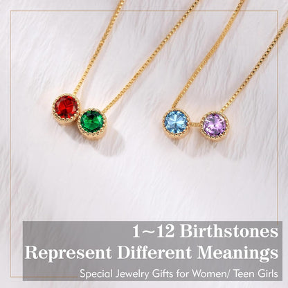 Birthstone Necklace for Women, Birthday Gifts for Women 14K Gold Necklaces for Teen Girls Dainty 1 to 12 Birthstone Christmas Gift Stocking Stuffers Valentines Mothers Day Jewelry