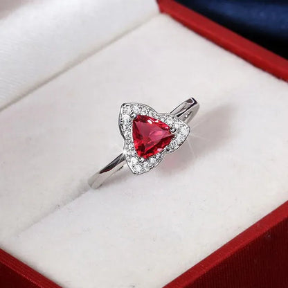 Classic Garnet Red Personality Ruby Color Zircon 925 Silver Ring Love Romance Ring Women'S Wedding Jewelry Engagement Ring