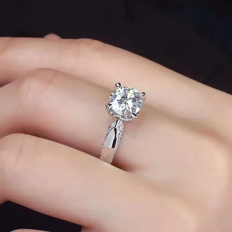 Colife Jewelry 100% Real Moissanite Ring for Daily Wear 1Ct VVS1 Moissanite Silver Ring 925 Silver Moissanite Jewelry