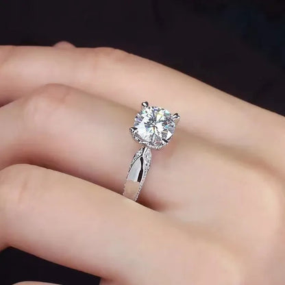Colife Jewelry 100% Real Moissanite Ring for Daily Wear 1Ct VVS1 Moissanite Silver Ring 925 Silver Moissanite Jewelry