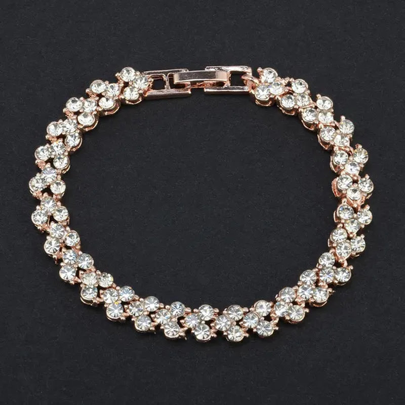 Hip Hop Bling Iced Out Cubic Zirconia Charm Bracelet Gold Silver Tennis Chain Bracelets Women 3 Row Link Chain Jewelry