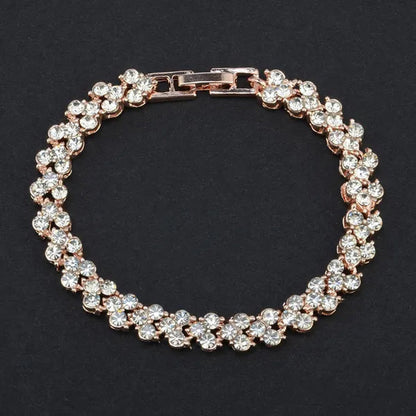 Hip Hop Bling Iced Out Cubic Zirconia Charm Bracelet Gold Silver Tennis Chain Bracelets Women 3 Row Link Chain Jewelry