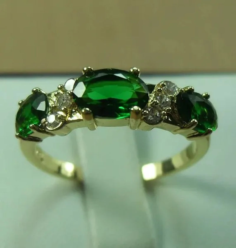 4-Color Natural 2.32CT Sapphire/Ruby/Alexandrite/Emerald Diamond 14K Yellow Gold Wedding Ring Size 6-11
