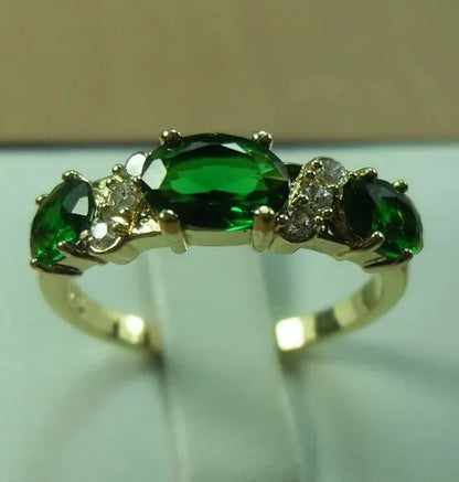4-Color Natural 2.32CT Sapphire/Ruby/Alexandrite/Emerald Diamond 14K Yellow Gold Wedding Ring Size 6-11