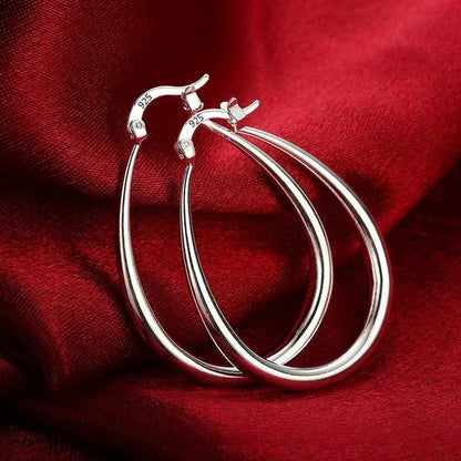 925 Sterling Silver Smooth Circle 41mm Hoop Earrings for Women Lady Gift Fashion Charm Wedding Jewelry