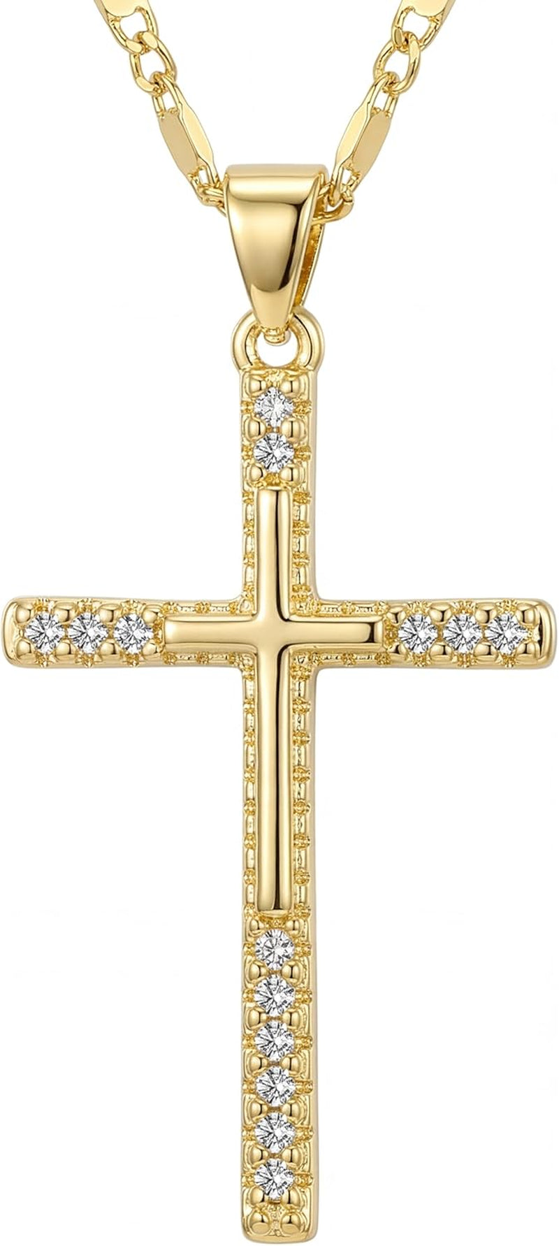 14K Gold Cross Necklace for Women, Dainty Delicate Small Cross Pendant Elegant Gold Trendy Jewelry Luxury Gift for Her, Mom, Wife, Girlfriend Valentines Day Gifts