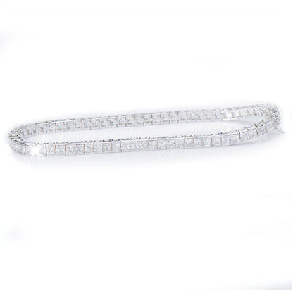 Sterling Silver Bracelet with Square Diamonds and Electroplated Real Gold