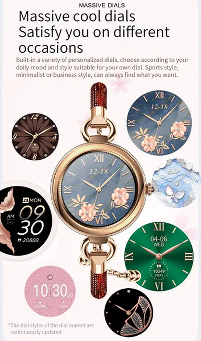 Women Lovely Diamond Bracelet Smart Watch Full Touch Screen Sports Fitness Tracker IP67 Waterproof Women's Smartwatch for Android IOS