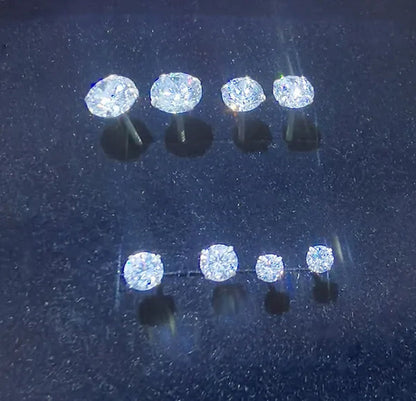 6 Pairs Stud Earrings Set, Hypoallergenic Cubic Zirconia Silver Earrings 3-8Mm