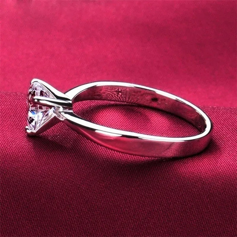 Fashion Simple Silver Color Heart-Shaped Diamond Engagement Wedding Anniversary Ring Size 6-12 Bague Femme