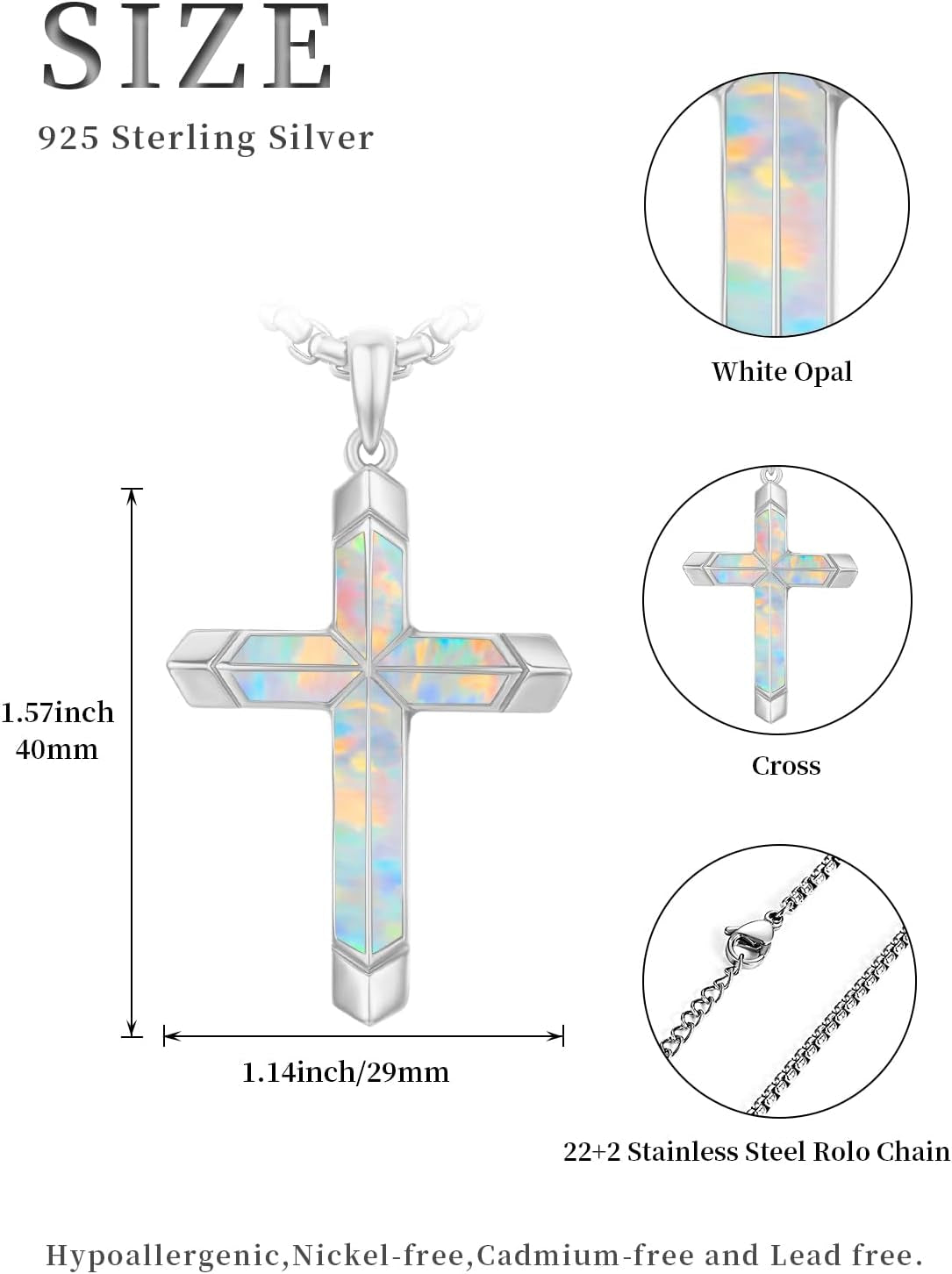 Cross Necklace for Men 925 Sterling Silver Turquoise Cross Pendant Necklace Religious Protection Jewelry Gifts for Women