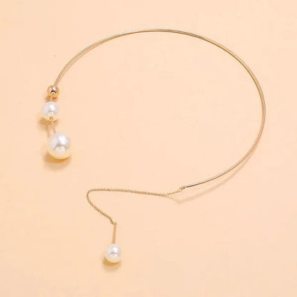 1Pcs Pearl Choker Necklace Elegant Big White Imitation Pearl Choker Necklace Clavicle Chain Fashion Necklace For Women Wedding Jewelry Collar