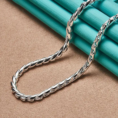 925 Sterling Silver Smooth Rope Snake Necklace Silver Chain for Woman Man Wedding Engagement Party Jewelry Gift