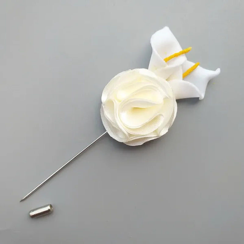 10pcs/lot Handmade Mini Calla Bride Groom Corsage Bridesmaid Sister Dress Flower Boutonniere Men's Suit Brooch Pin Wedding flower