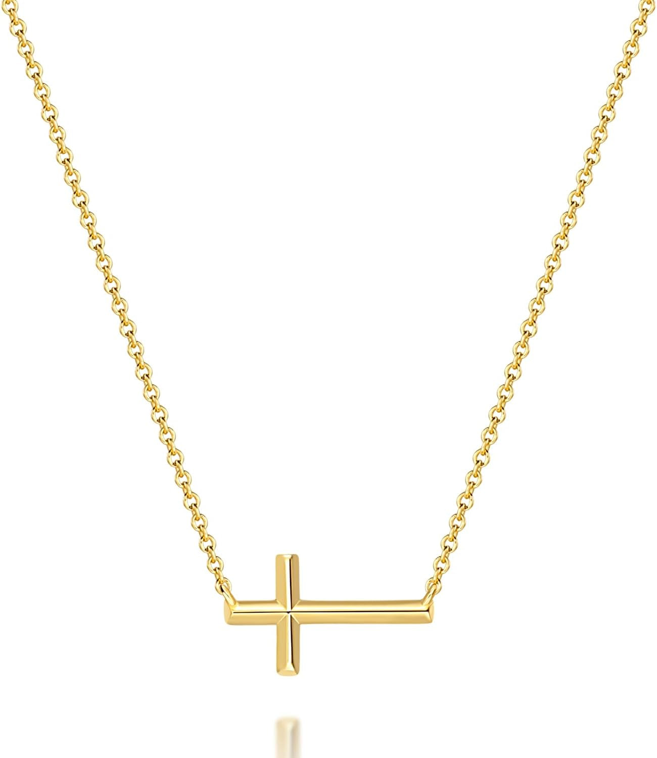 Gold Cross Necklace 14K Gold Cross Necklaces for Women Crosses Chain Necklaces for Women Horizontal Design for Two Wearing Style Crosses Pendant Necklace for Womens