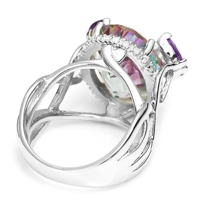 10Ct Concave Mystic Fire Rainbow Topaz Cocktail Ring