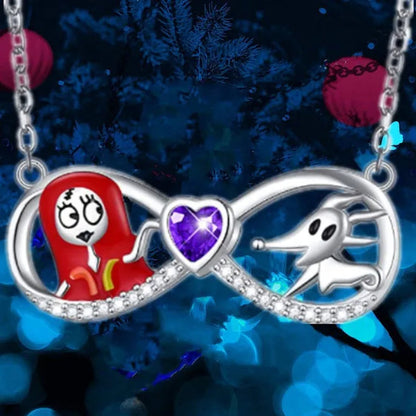 Fashion Creative Women'S Infinite Heart Diamond Necklace Cartoon Ghost Diamond Pendant Engagement Necklaces for Women Jewelry Accessories Birthday Anniversary Gift