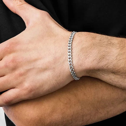 925 Sterling Silver Clasp 6mm Cuban Link Chain Bracelets for Mens Bracelet Chain Bracelets for Men Jewelry Men Gifts
